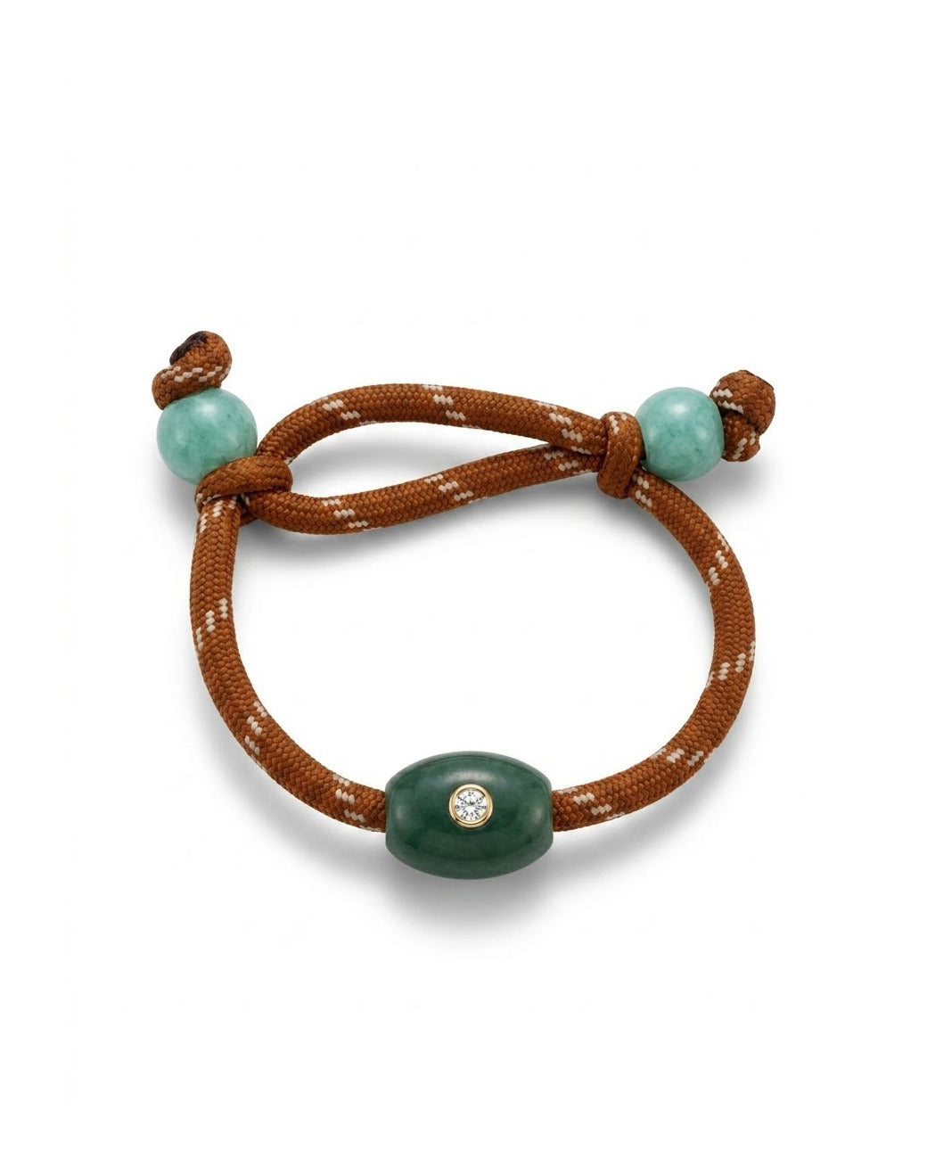 Jade Stone Bracelet on Brown Cord