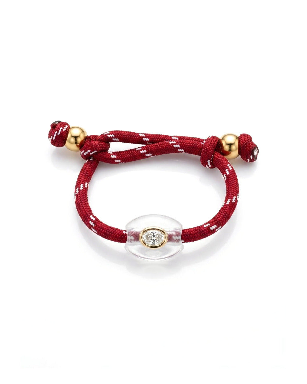 Burgundy paracord bracelet with clear stone