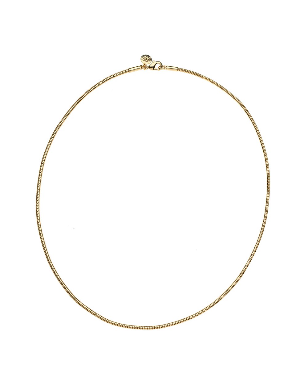 Jane Win Round Snake Chain in 14k gold-plated brass, front view on white