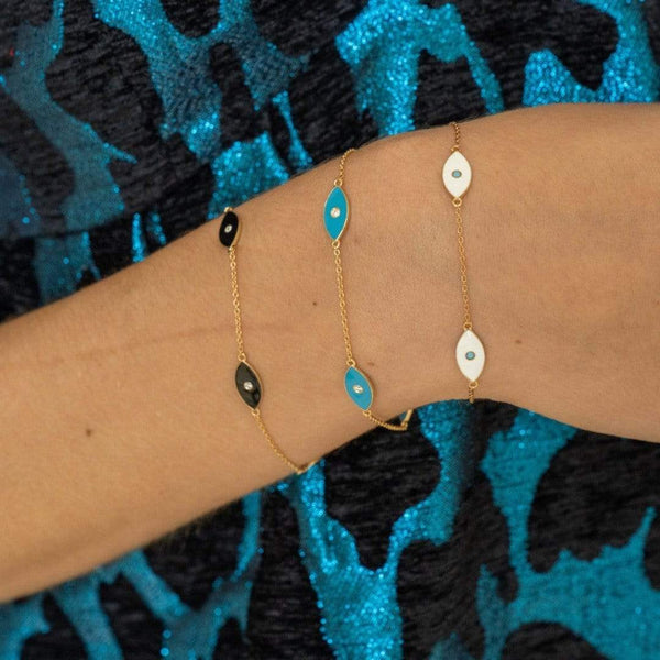 Nazar Enamel Romy Bracelet in Black