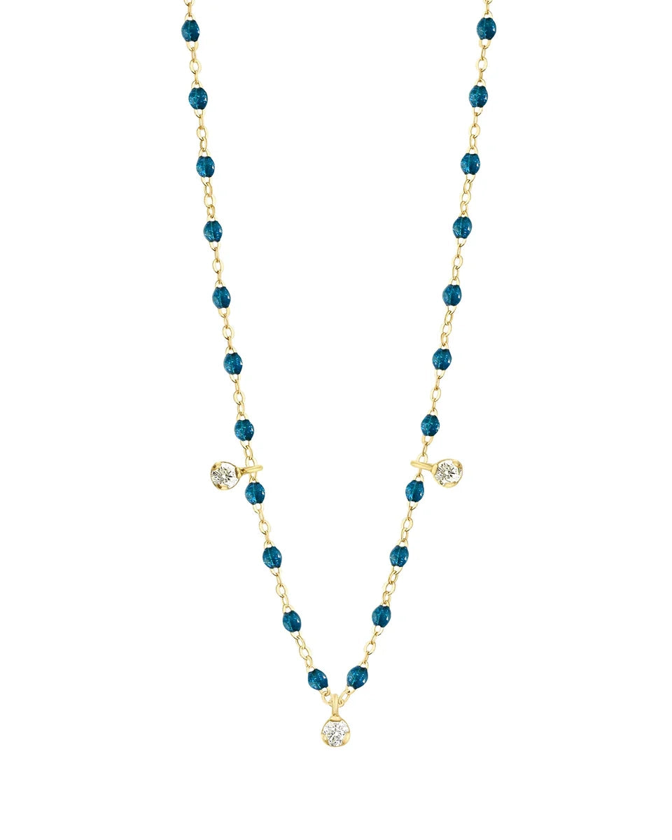 Gigi Supreme Classic 3 Diamond Necklace Yellow Gold, 17.7