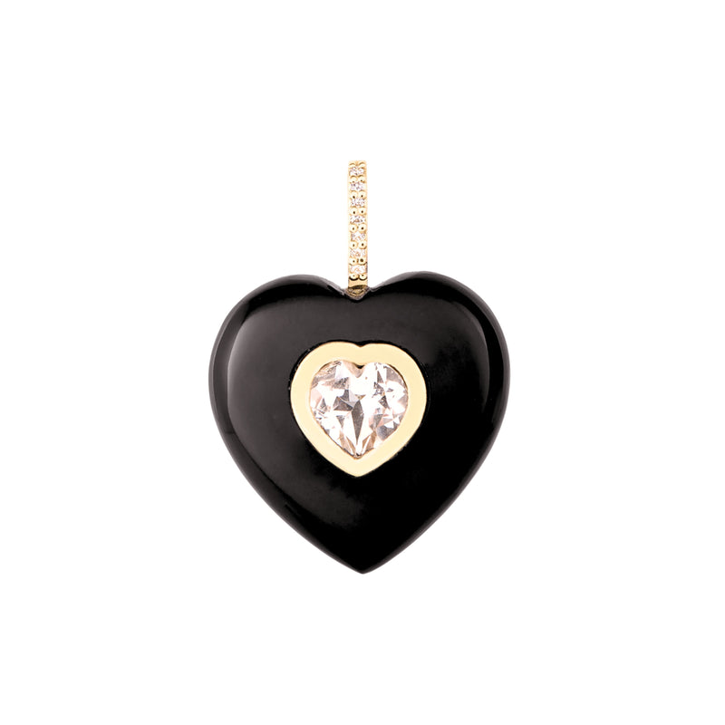 Black Onyx Stone Heart Pendant