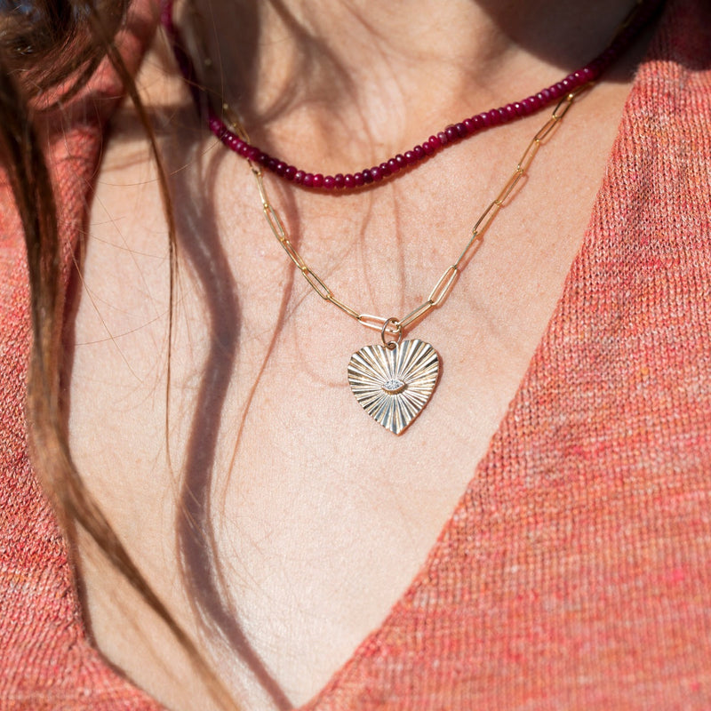 Diamond Sunbeam Heart Charm