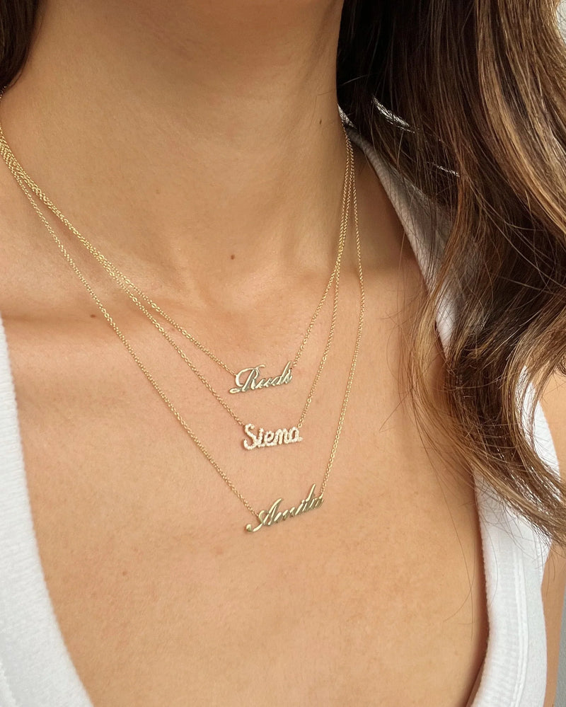 14k Gold Script Name Necklace