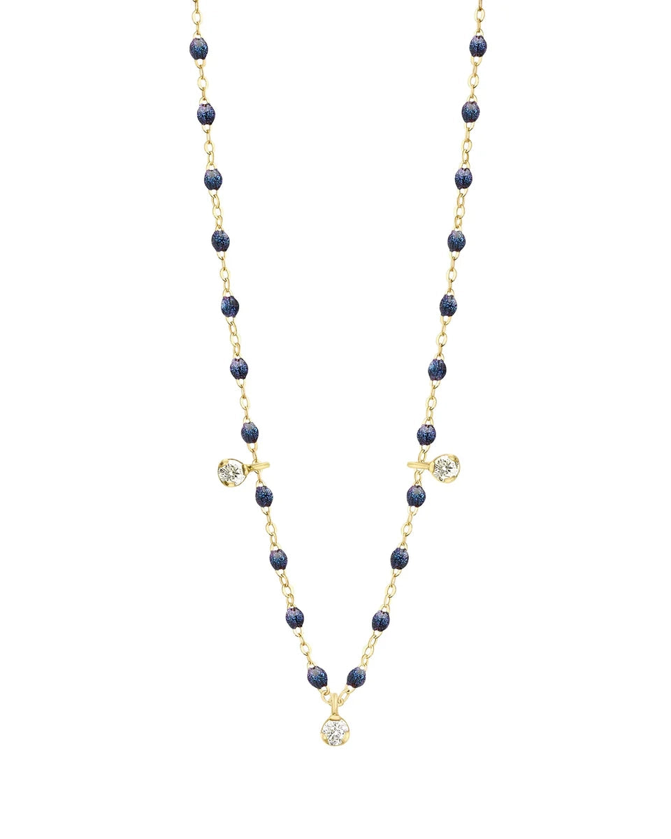 Gigi Supreme Classic 3 Diamond Necklace Yellow Gold, 17.7