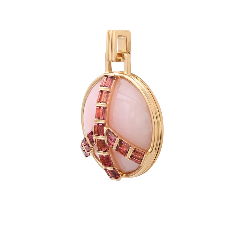 Midsize Peace Pendant in Pink Opal and Pink Tourmaline
