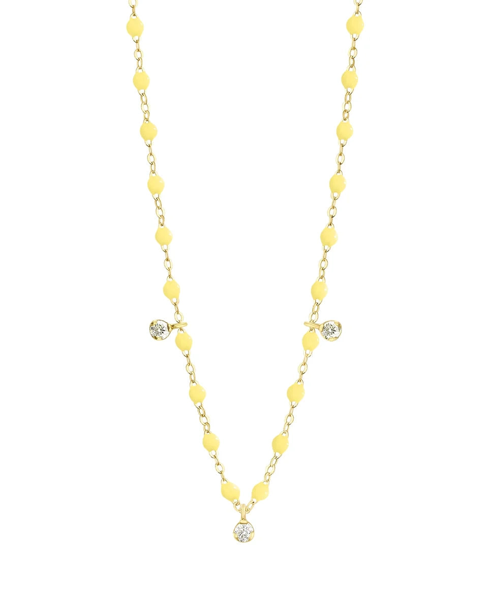 Gigi Supreme Classic 3 Diamond Necklace Yellow Gold, 17.7