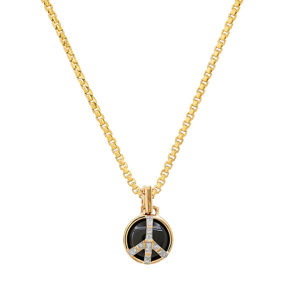 Mini Peace Pendant in onyx and Diamonds