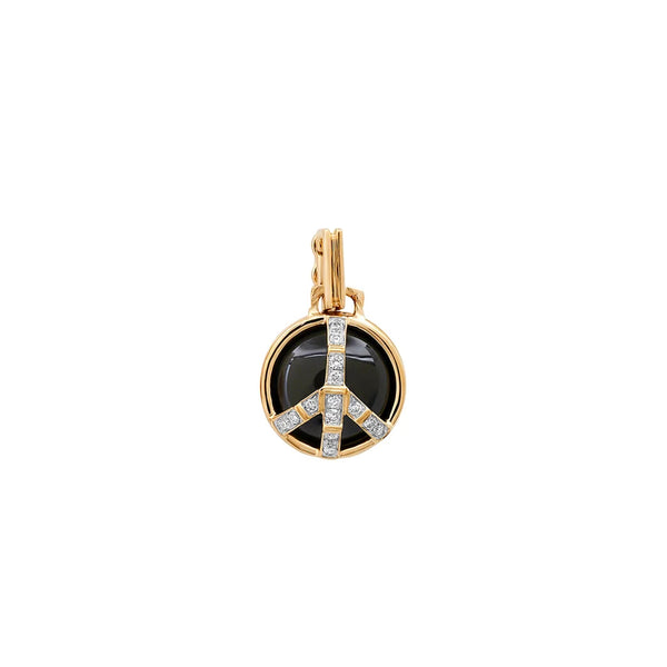 Mini Peace Pendant in onyx and Diamonds