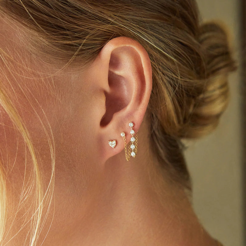 Prong Set Diamond Chain Stud Earring
