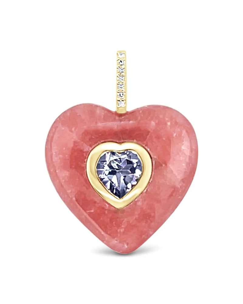 Pink Rhodochrosite Heart Pendant