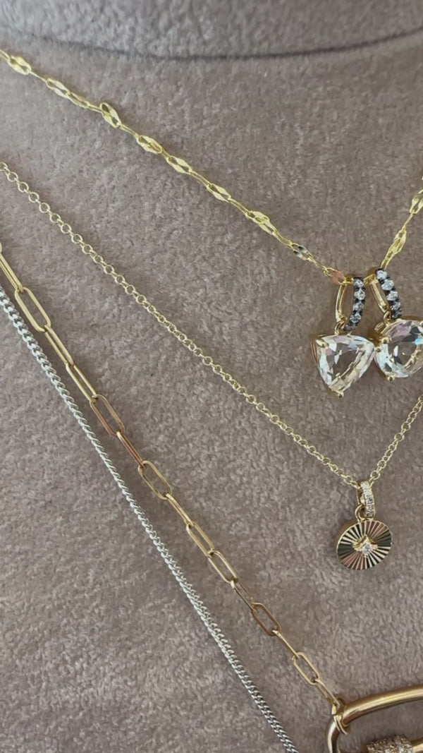 Trillion White Topaz and Diamond Charm