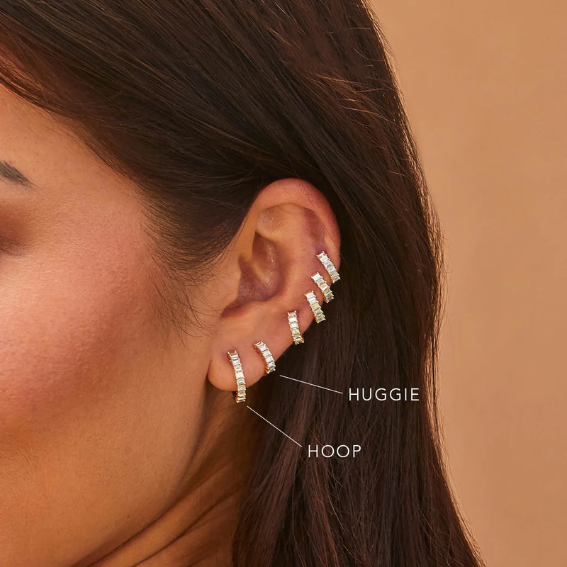 Prong Set Diamond Baguette Hoop Earrings