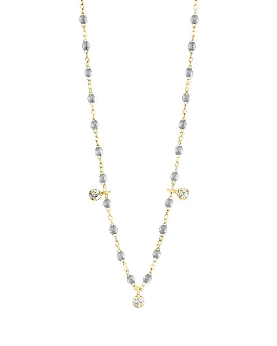 Gigi Supreme Classic 3 Diamond Necklace Yellow Gold, 17.7