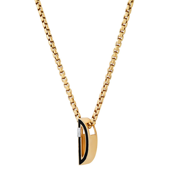 Slide-On Enamel chunky Initial with Baguette Necklace