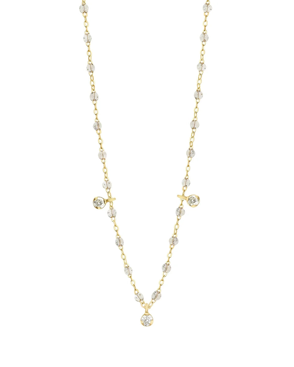 Gigi Supreme Classic 3 Diamond Necklace Yellow Gold, 17.7