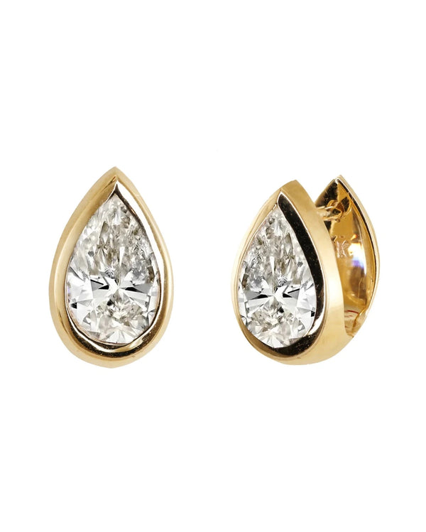 14kt gold teardrop diamond bezel hoop