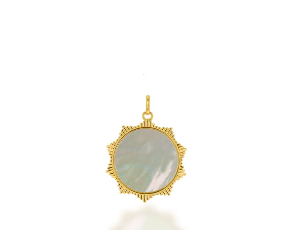 Fluted White Mother Of Pearl Sun Charm Only