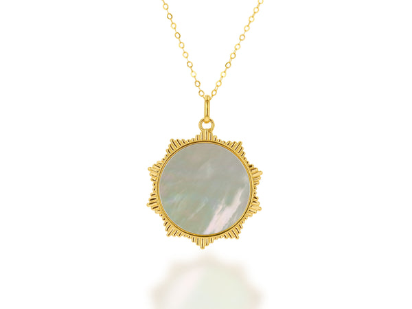 Fluted White Mother Of Pearl Sun Charm