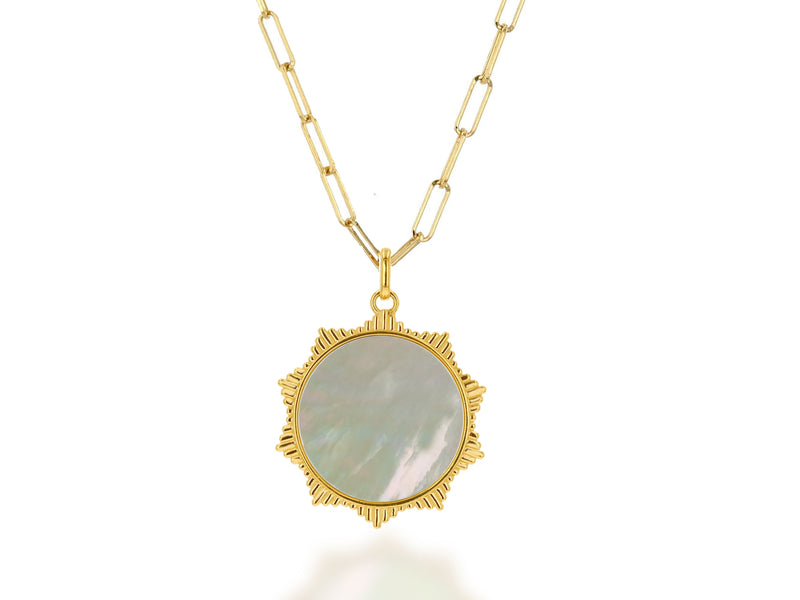 Fluted White Mother Of Pearl Sun Charm