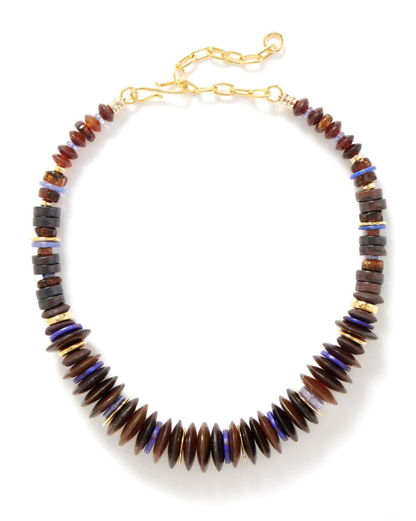 Amaranth Gold-plated, Multi-stone and Horn Necklace