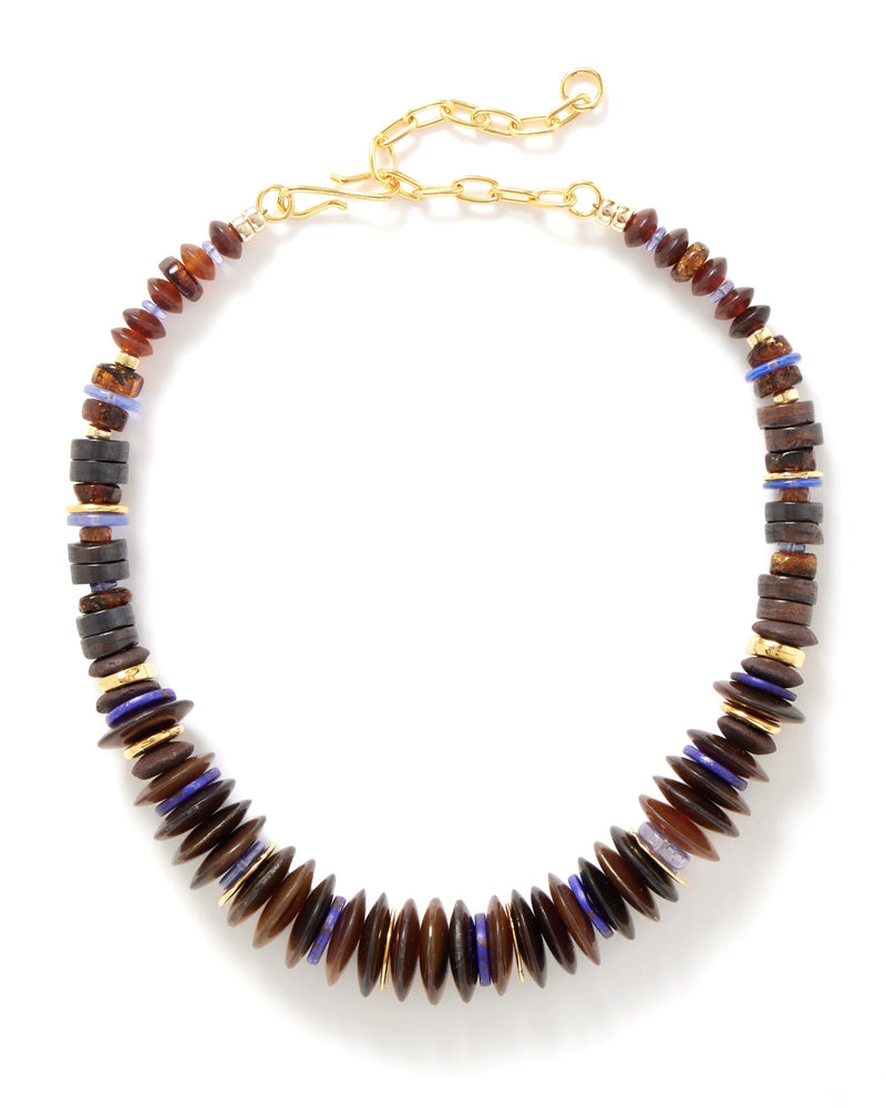 Amaranth Gold-plated, Multi-stone and Horn Necklace