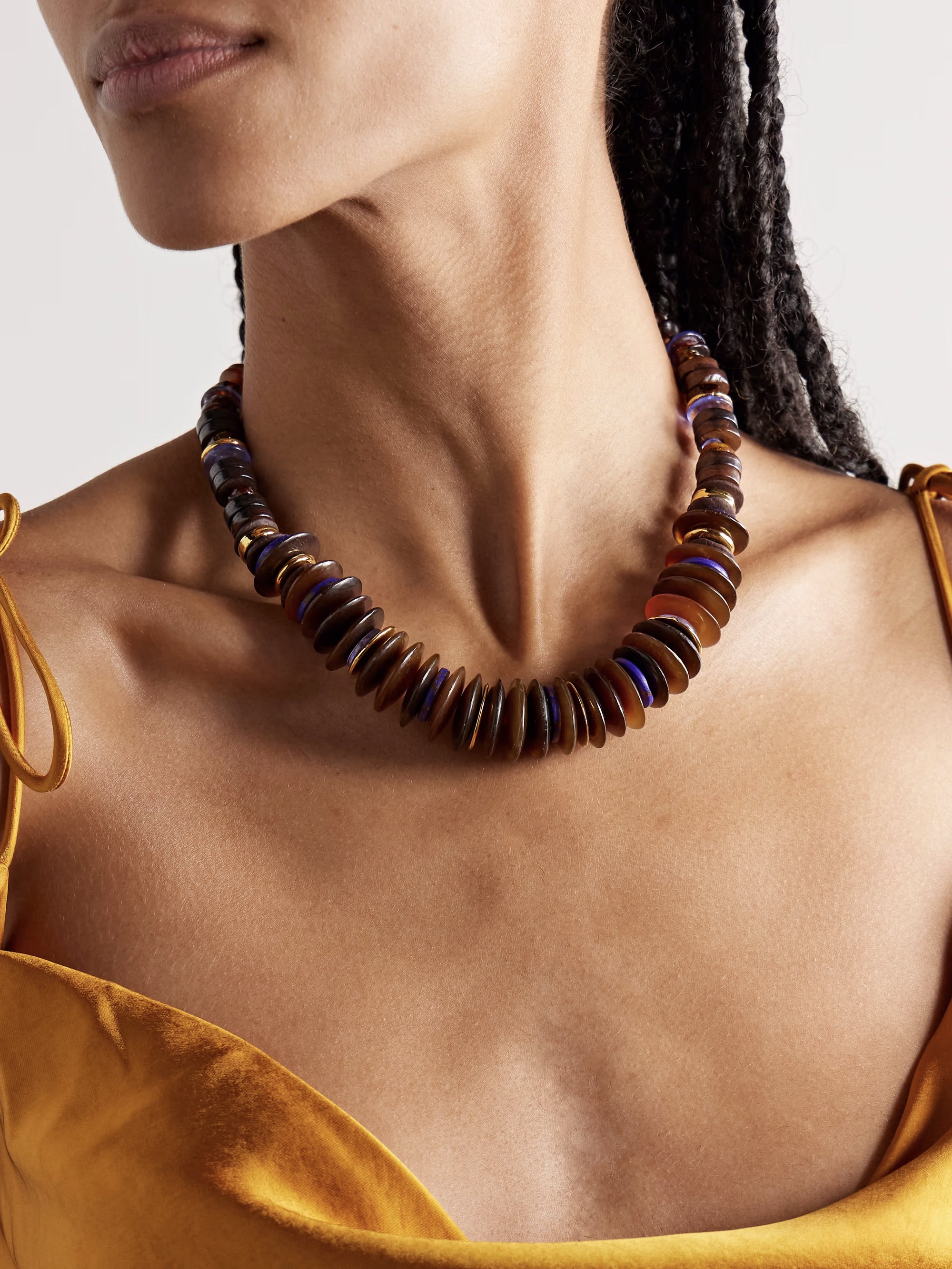 Amaranth Gold-plated, Multi-stone and Horn Necklace