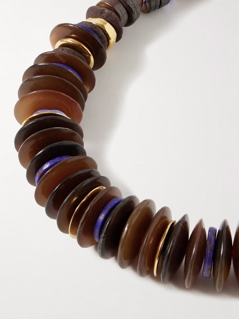 Amaranth Gold-plated, Multi-stone and Horn Necklace