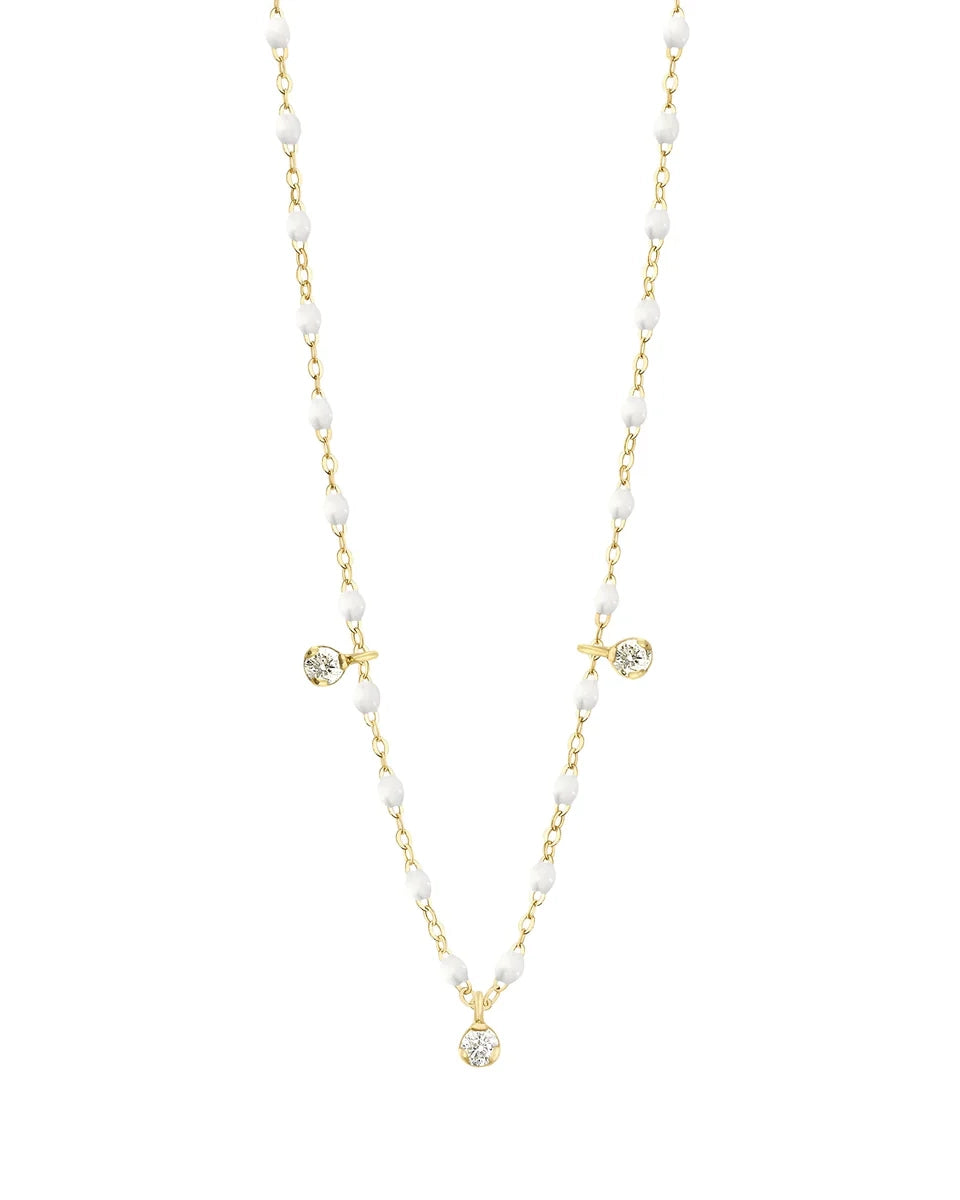 Gigi Supreme Classic 3 Diamond Necklace Yellow Gold, 17.7