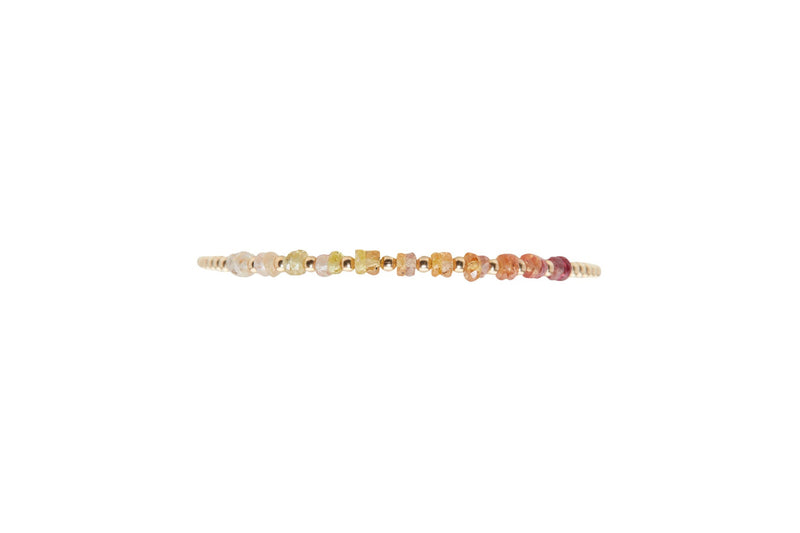 2MM YELLOW GOLD FILLED BRACELET WITH SUNRISE OMBRE GOLD PATTERN