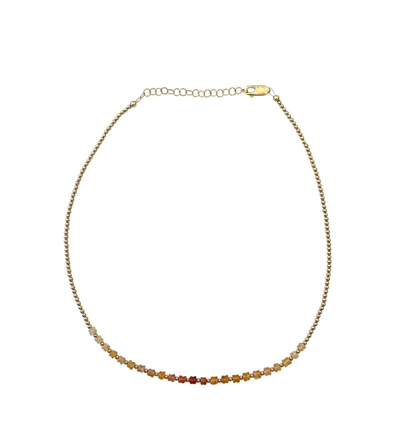 2MM YELLOW GOLD FILLED NECKLACE WITH SUNRISE OMBRE GOLD PATTERN