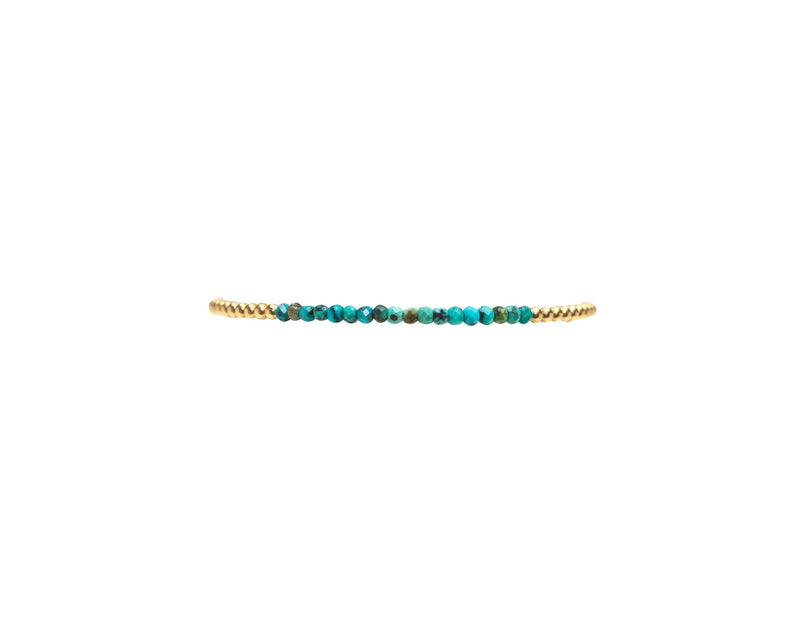 2mm yellow gold filled bracelet with mixed turquoise