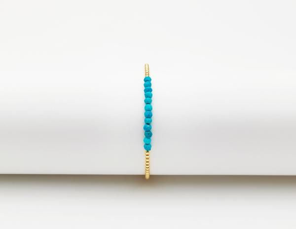 2mm yellow gold filled bracelet with turquoise