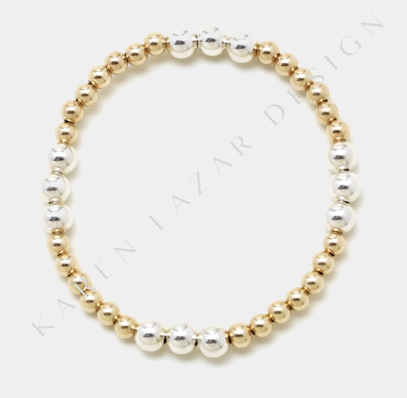4MM YELLOW GOLD FILLED BRACELET WITH 5MM STERLING SILVER