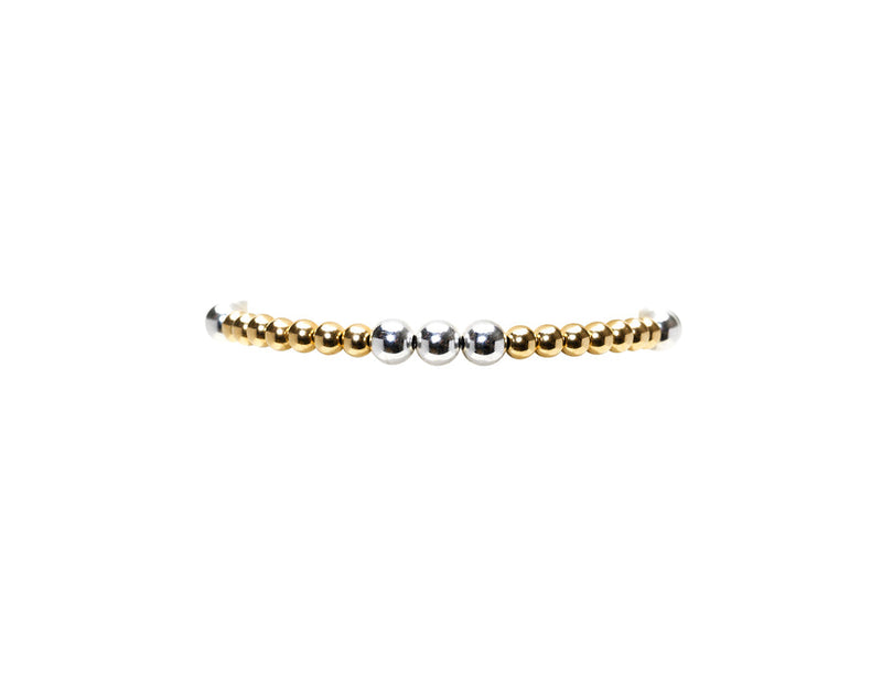 4MM YELLOW GOLD FILLED BRACELET WITH 5MM STERLING SILVER