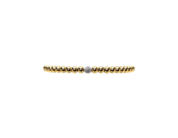 4mm Gold Bracelet with 14k Gold Diamond Bead