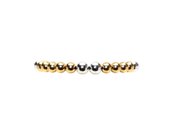 6mm Yellow Gold Filled Bracelet With 7mm Sterling Silver