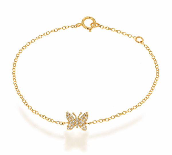 Mini Pave Butterfly Chain Bracelet