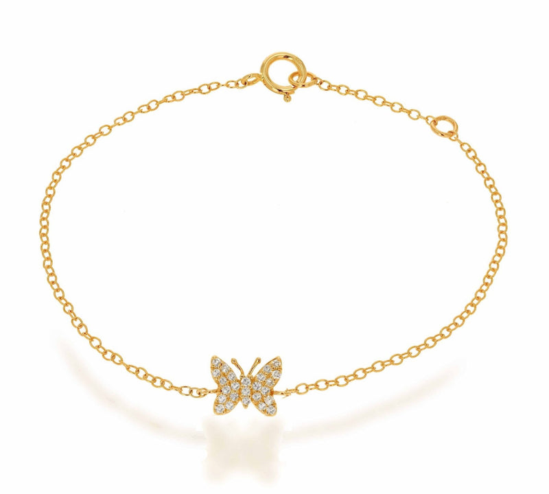Mini Pave Butterfly Chain Bracelet