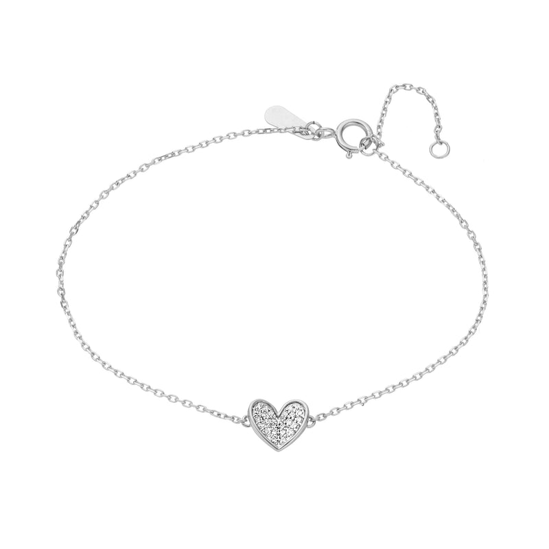 Tiny Pavé Folded Heart Bracelet