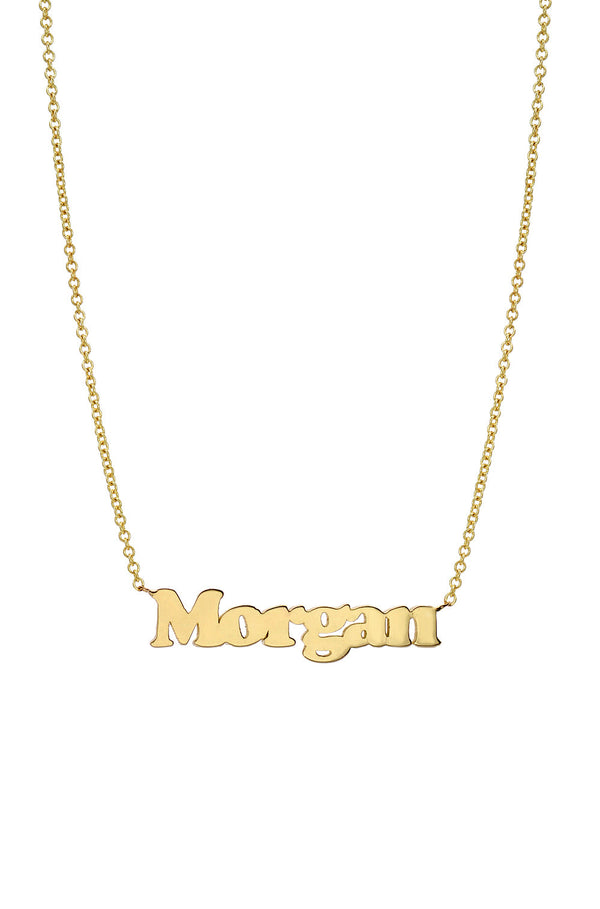 14k Gold Block Name Necklace