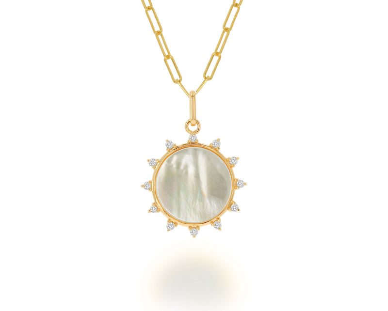 Diamond And White Mother Of Pearl Sun Charm