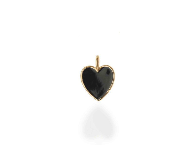 Oversize Black Enamel Heart Charm