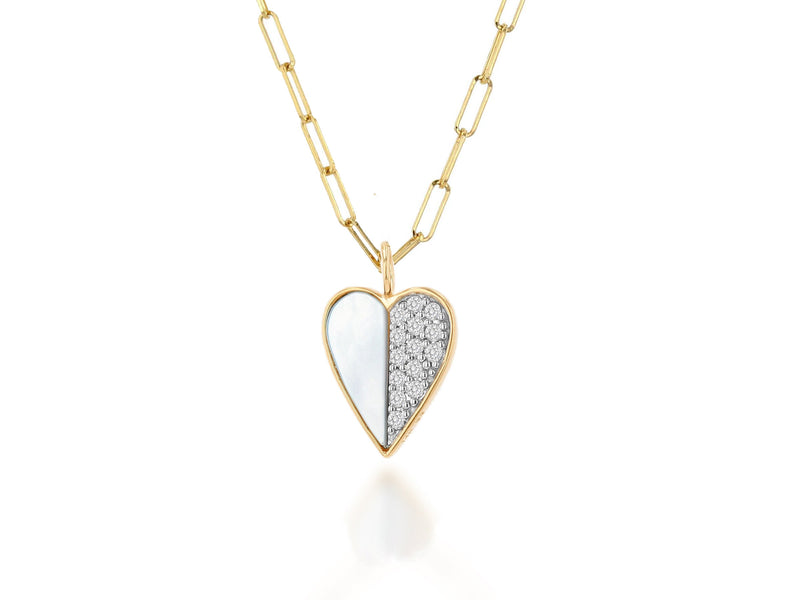 Diamond And Mother Of Pearl Heart Charm