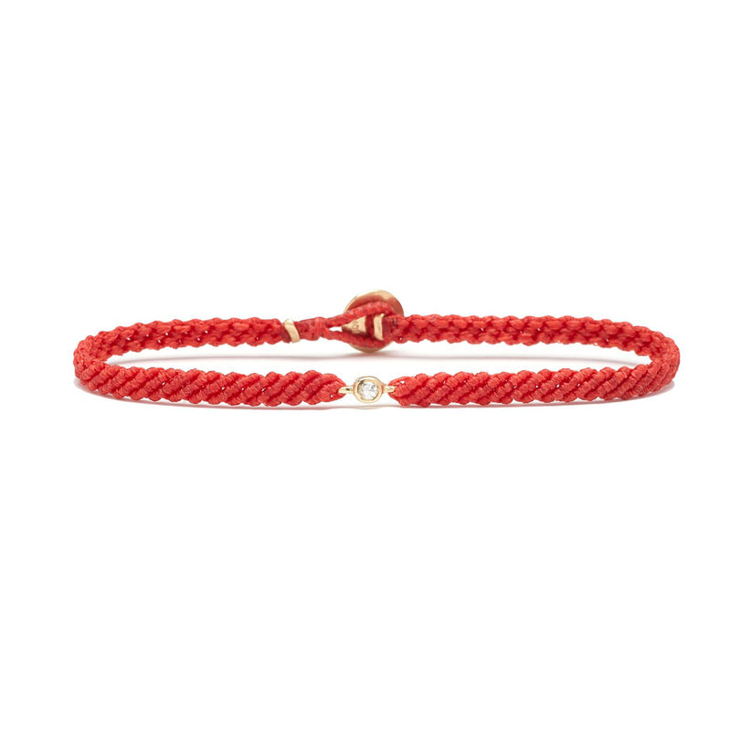 Classic red woven bracelet with diamond