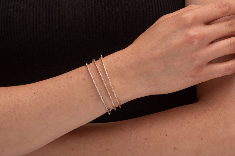 Square Links Diamond Bangle Bracelet, 14K White Gold, 50% OFF