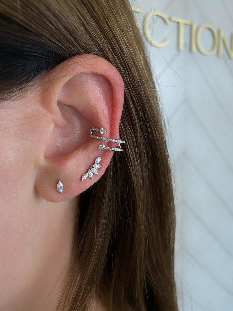 Diamond Marquis Stud Earring