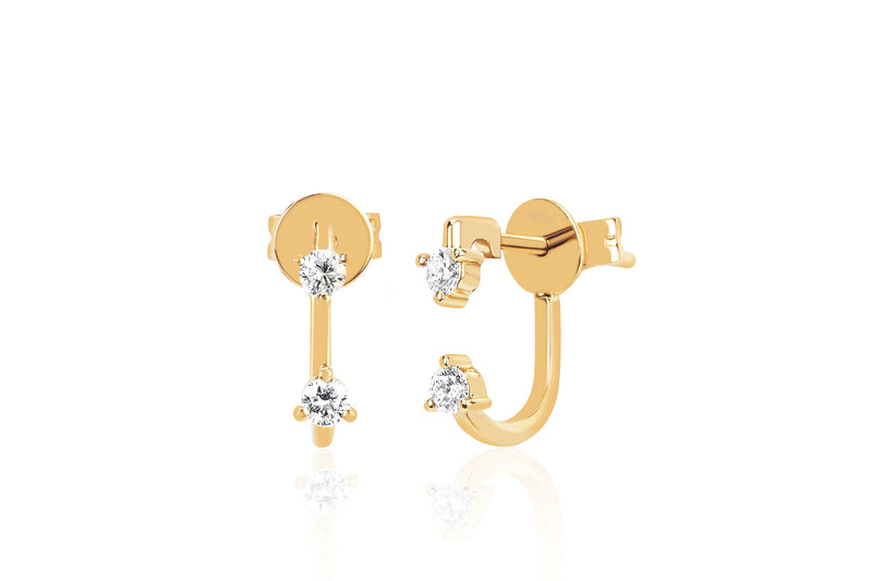 Double prong set diamond earring