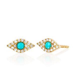 Diamond Turquoise and Diamond Eye Earring