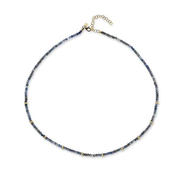 Birthstone Bead Necklace in Blue Sapphire